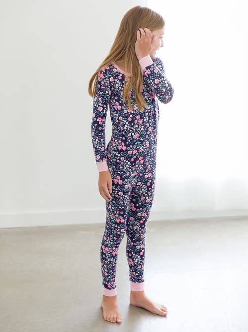 Shop Rufflebutts Softsnooze Girls Ruffle Long Sleeve Pajama Set In Moonlit Meadow