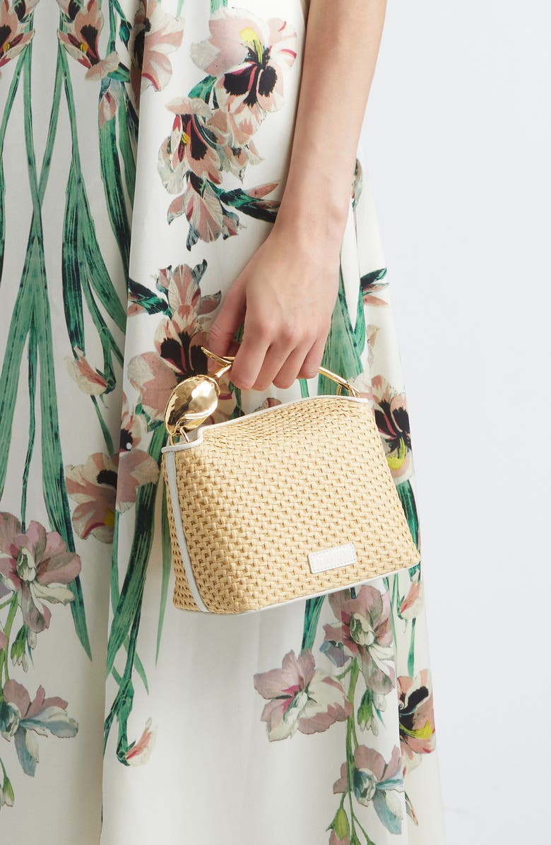 Erdem Mini Bloom Raffia Handbag, Alternate, color, Rose Ditsy Porcelain