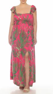 BOHO ME Smocked Flutter Sleeve Maxi Dress