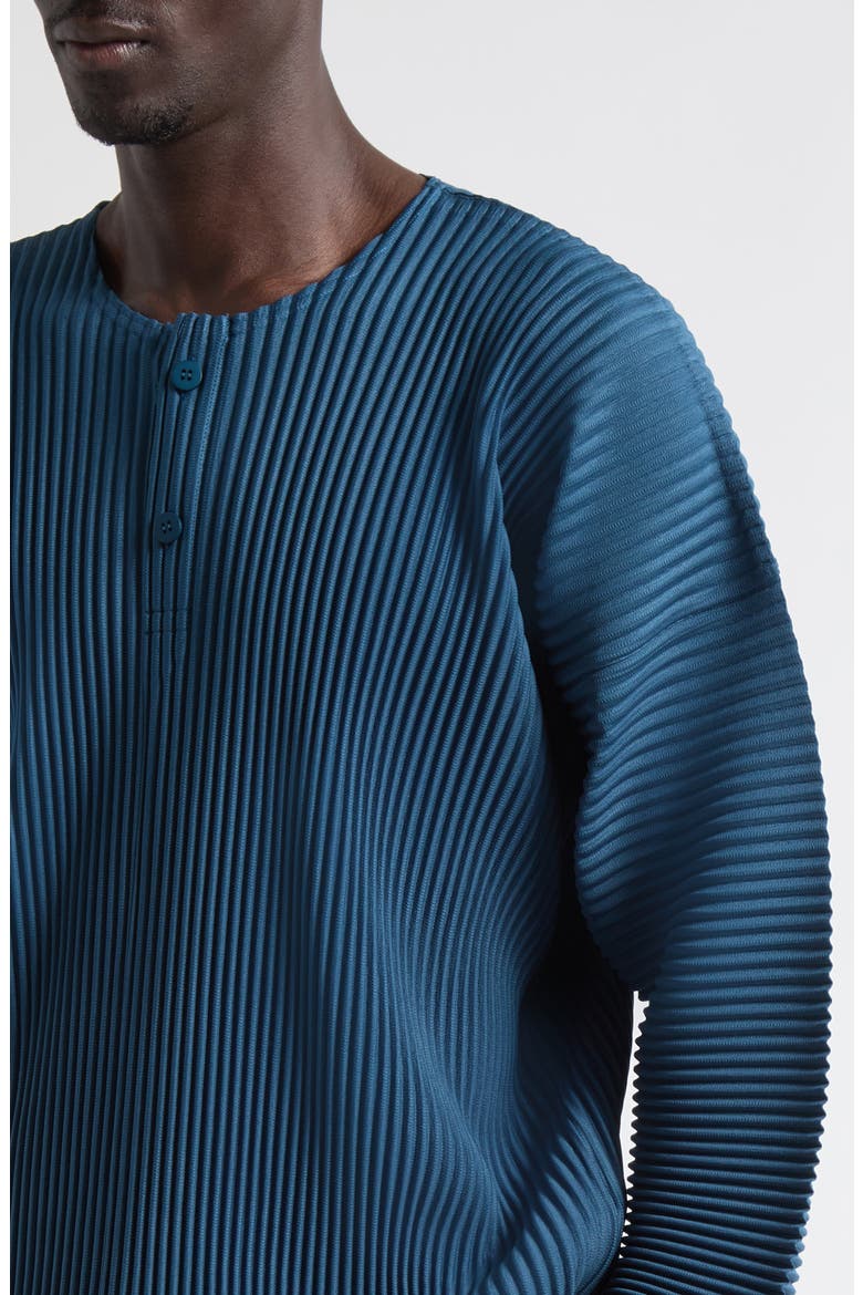 Monthly Colors September Pleated Henley, Alternate, color, SHADOW BLUE