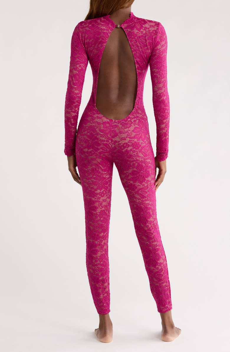 KILO BRAVA Lace Long Sleeve Catsuit, Alternate, color, Boysenberry