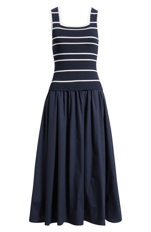 Zoe And Claire Mixed Media Sleeveless Midi Dress