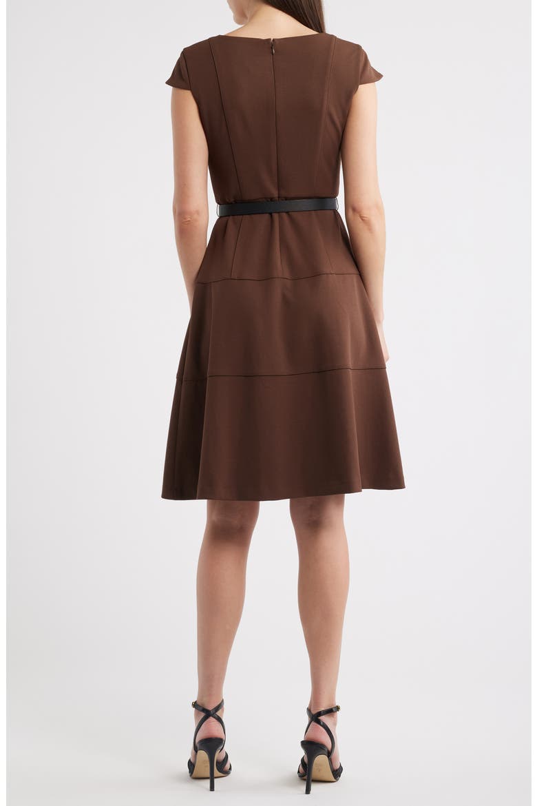 Heritage Belted Scuba Crepe Dress, Alternate, color, MOLASSES