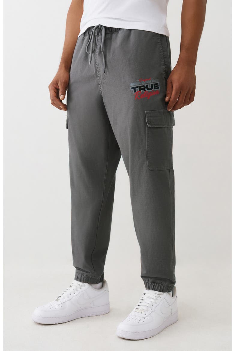 Cotton Ripstop Cargo Drawstring Joggers, Alternate, color, GRANITE GREY