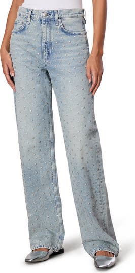 Shea Studded High Waist Straight Jeans