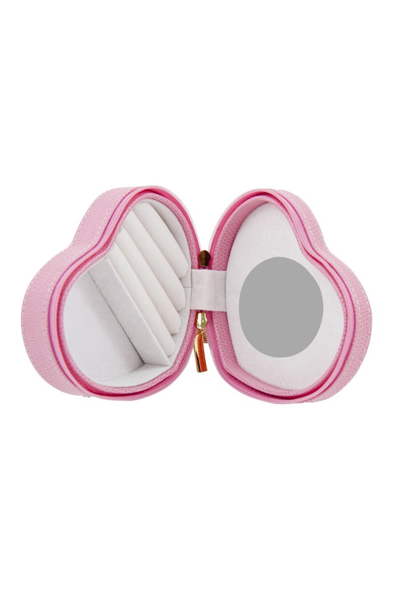 Heart Shaped Leather Jewelry Case, Alternate, color, PINK