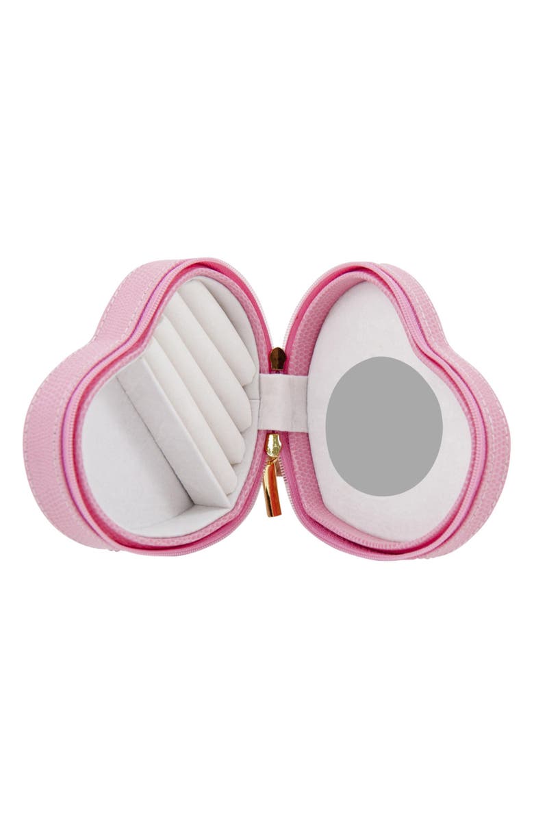 Bey-Berk Heart Shaped Leather Jewelry Case, Alternate, color, Pink
