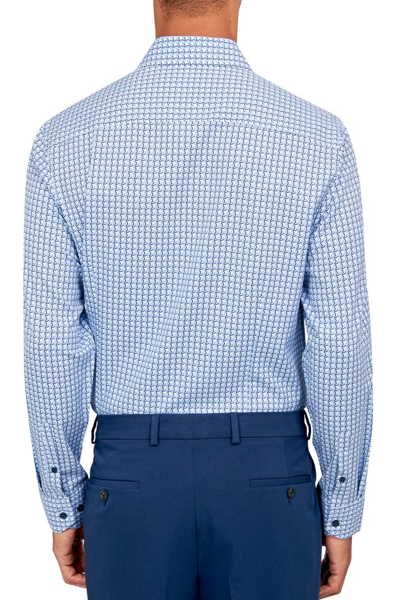 Squiggle Geometric Print Performance Dress Shirt, Alternate, color, WHITE/ BLUE