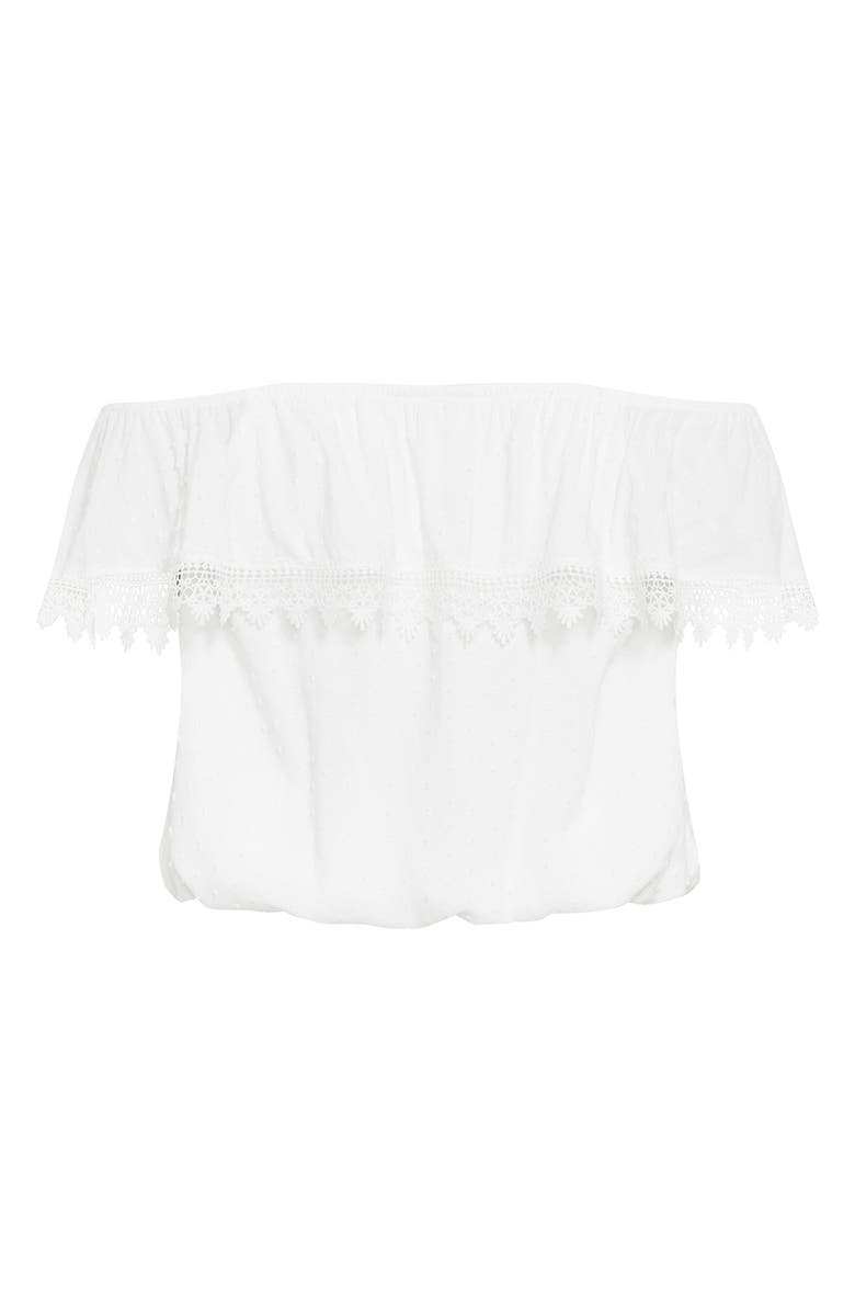 City Chic Sara Off the Shoulder Short Sleeve Top, Alternate, color, Ivory
