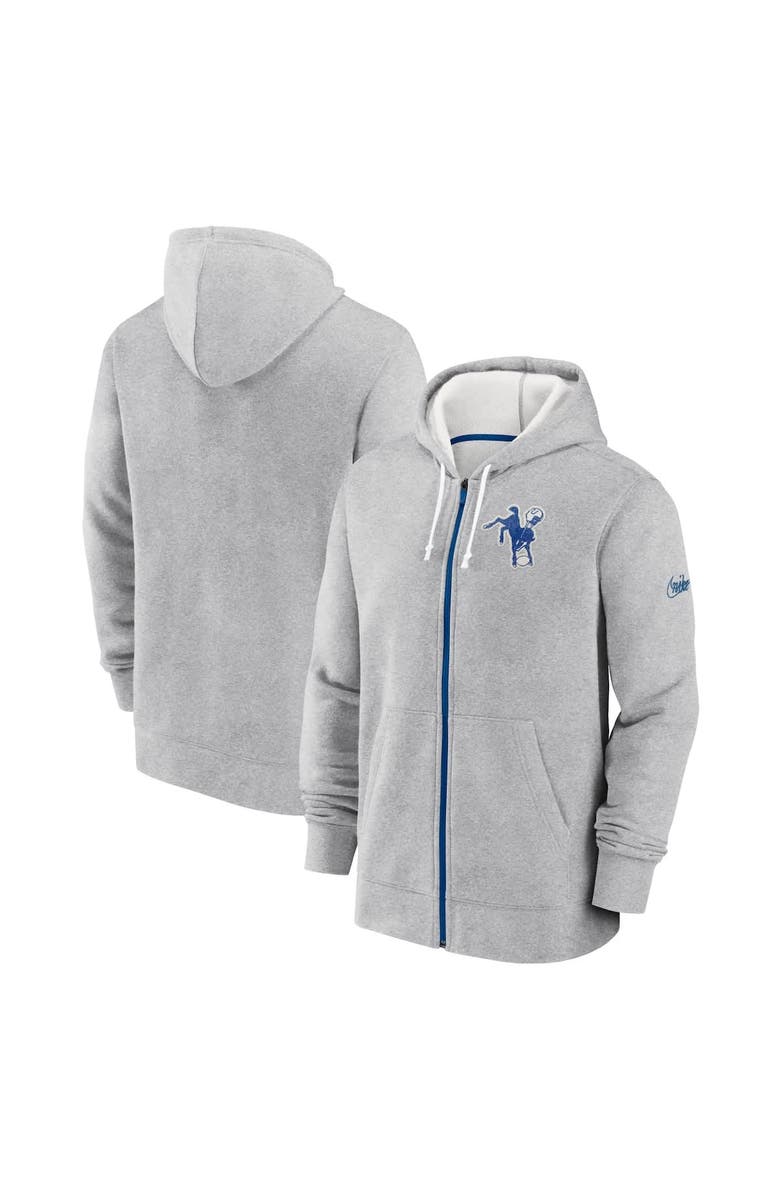 Nike Men's Nike Gray Indianapolis Colts Historic Lifestyle Full-Zip Hoodie, Main, color, 