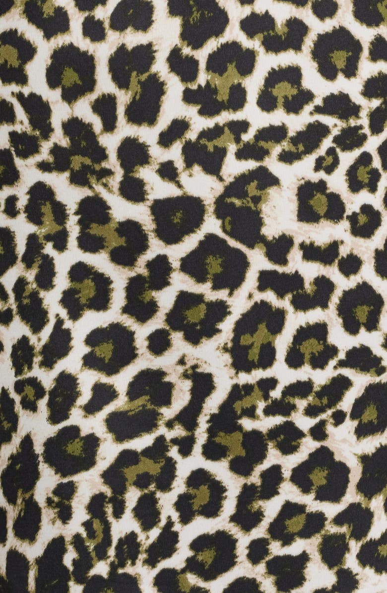 Anne Klein Leopard Print Short Sleeve Top, Alternate, color, Bay Leaf Multi
