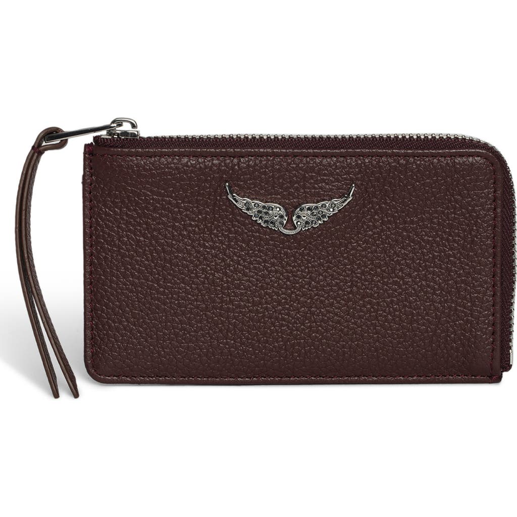 Zadig & Voltaire Zip Leather Card Case In Red
