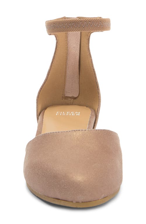 Eileen Fisher Ingle Ankle Strap Flat In Platinum Tan