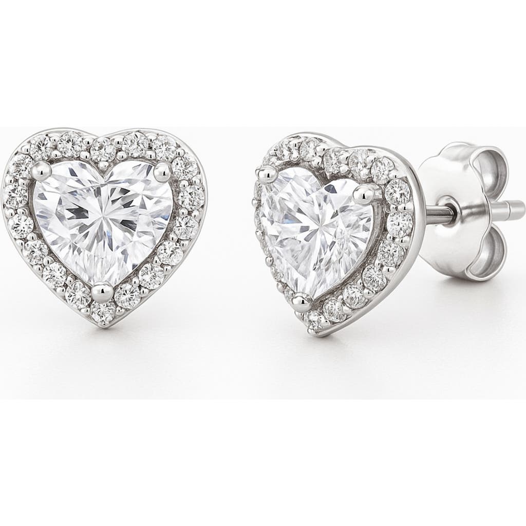 Donatello Gian Sterling Silver Halo Heart Earrings In Metallic