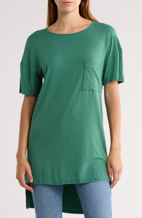 Short Sleeve High-Low Tunic Top