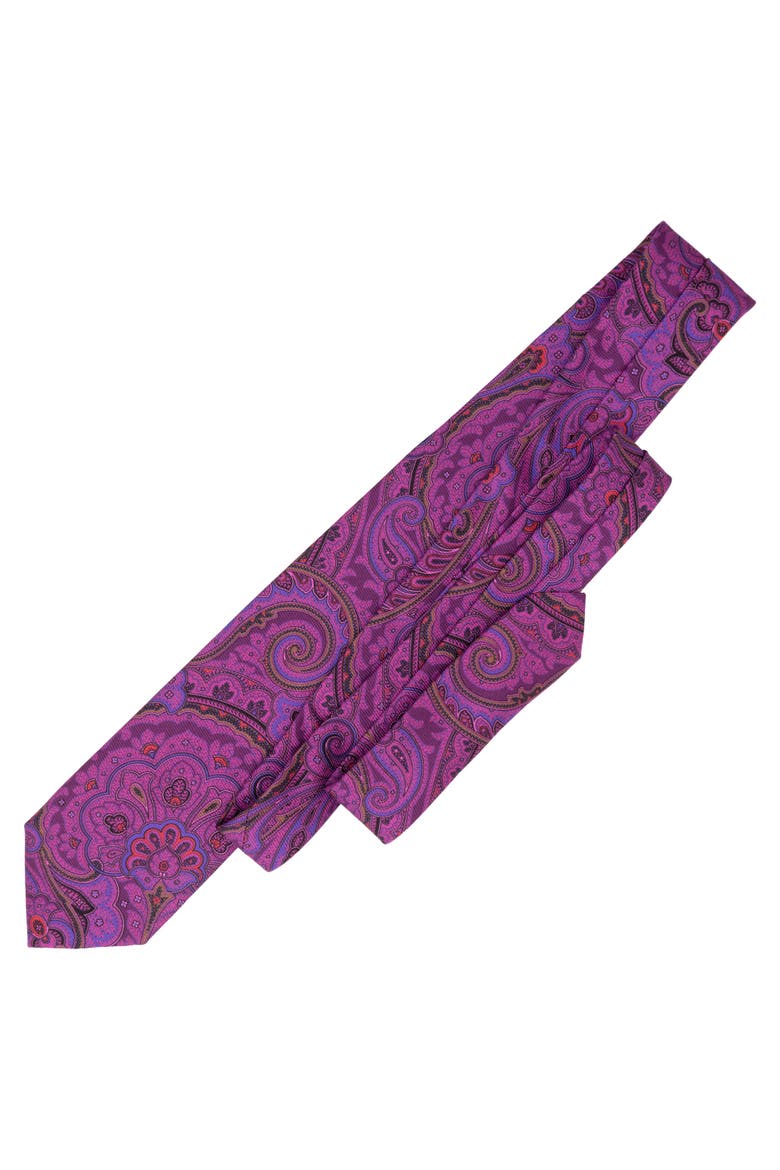 Cosimo - Extra Long Printed Silk Tie for Men, Alternate, color, Magenta