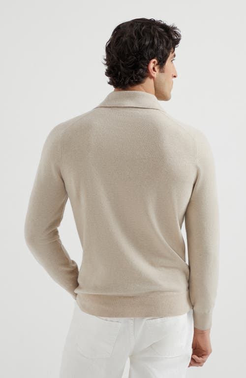 Brunello Cucinelli Cashmere Long-sleeve Polo Sweater In Neutral