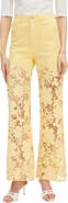 Bayeas Crystal Embellished Lace Wide Leg Jeans