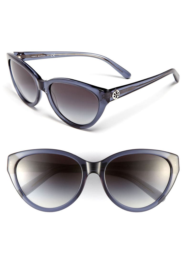 57mm Retro Sunglasses, Main, color, CLEAR BLUE/ GREY GRADIENT