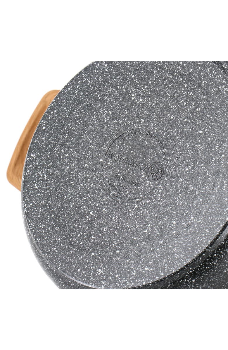 Korkmaz Montana 2 Piece 3 Liter Aluminum Nonstick Casserole Dish with Lid and Faux Wood Handles, Alternate, color, Black