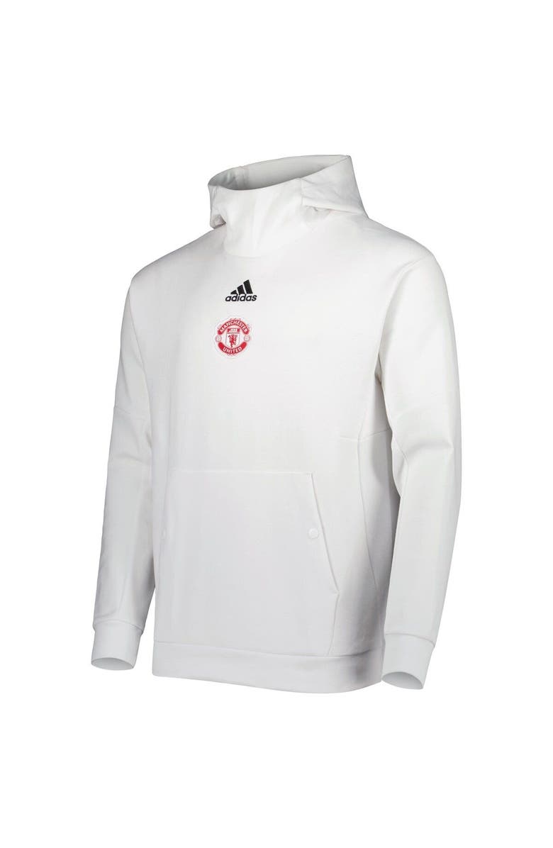adidas Men's adidas White Manchester United Travel Scuba Neck Pullover Hoodie, Alternate, color, 