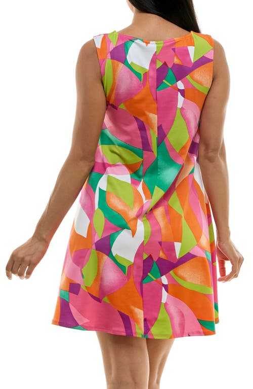 Nina Leonard Scoop Neck Sleeveless Dress In Multi