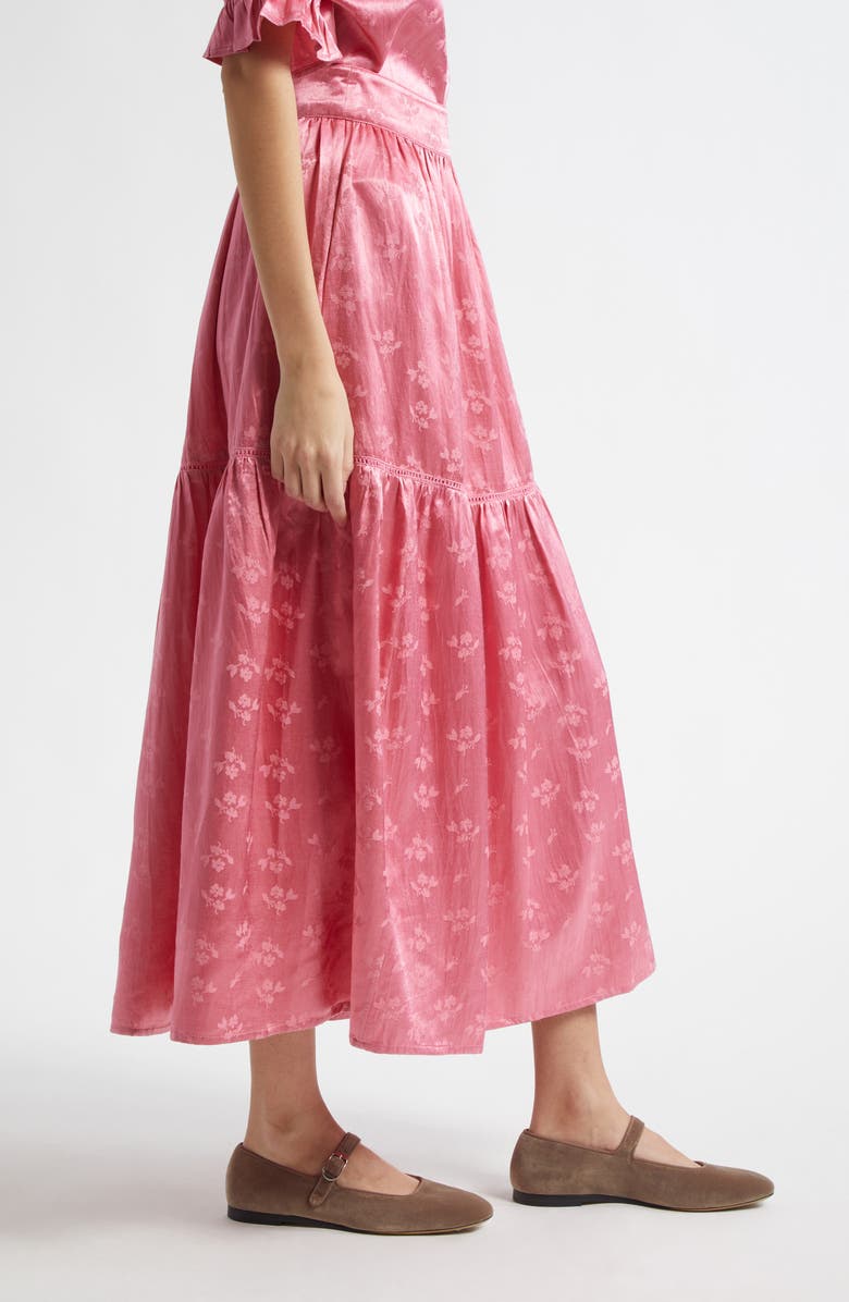 MILLE Betty Floral Cotton & Silk Tiered Skirt, Alternate, color, 
