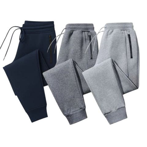 3 Pack Mens Ultra Soft Zipper PocketFleece Joggers