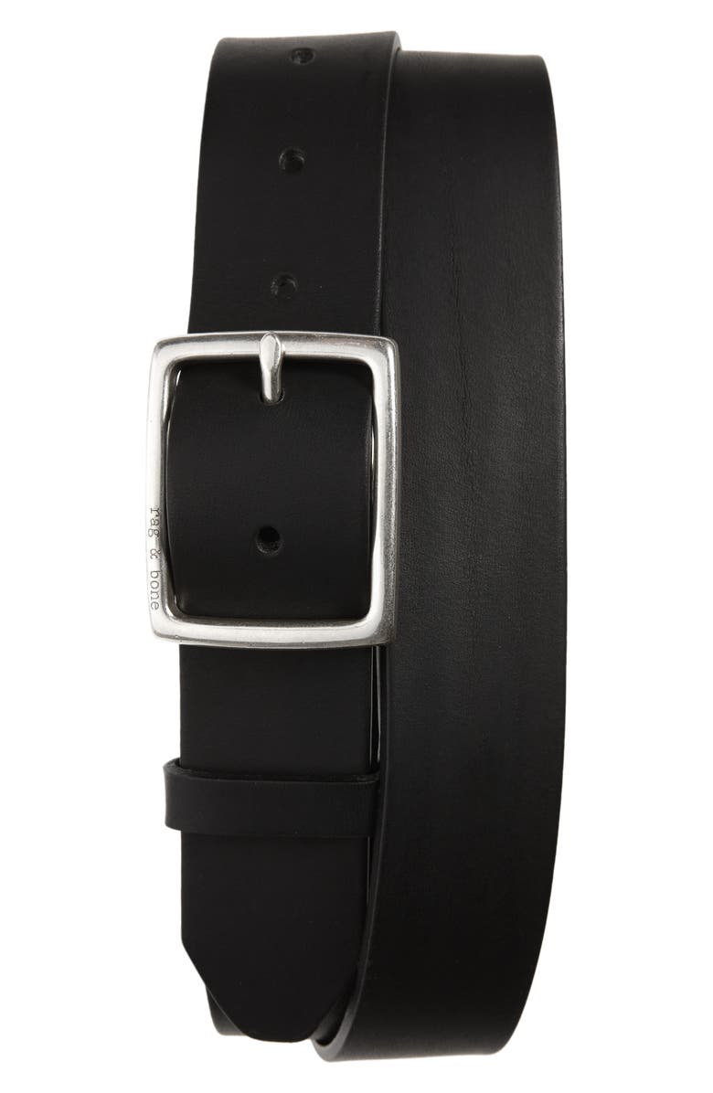 rag & bone Rugged Leather Belt, Main, color, Blk