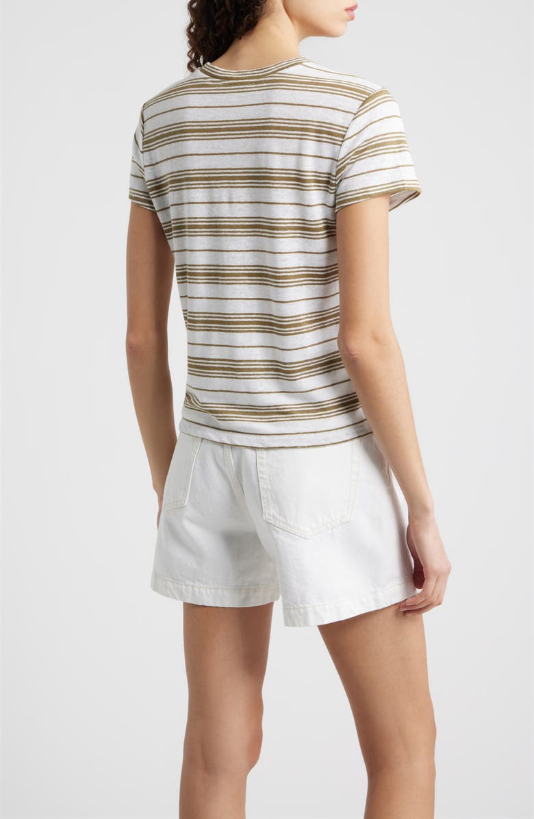 FRAME The Stripe Stretch Linen Baby T-Shirt, Alternate, color, Military Multi