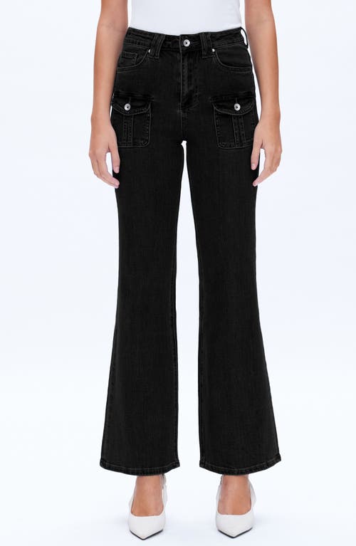 Bayeas Flap Pocket High Waist Relaxed Flare Jeans