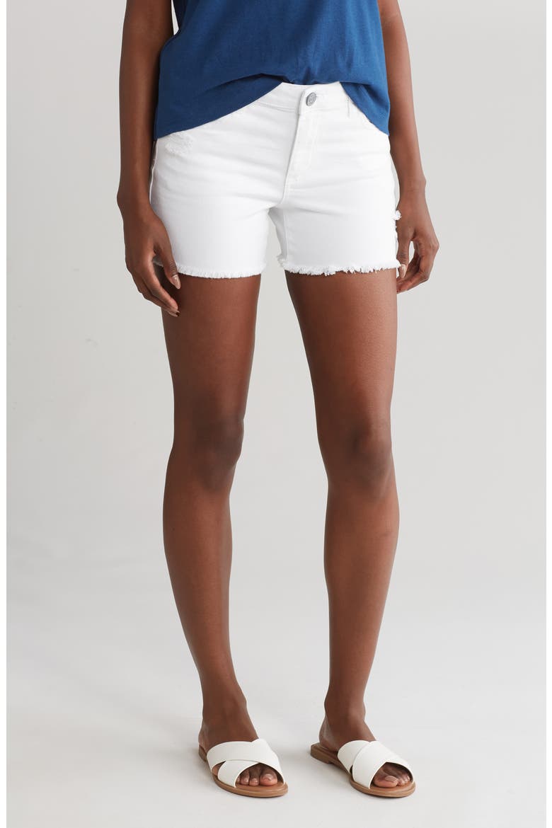 Kity Cutoff Denim Shorts, Main, color, OPTIC WHITE
