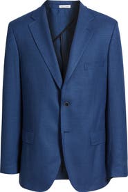 Peter Millar Hyperlight Soft Blue Houndstooth Wool & Silk Sport Coat