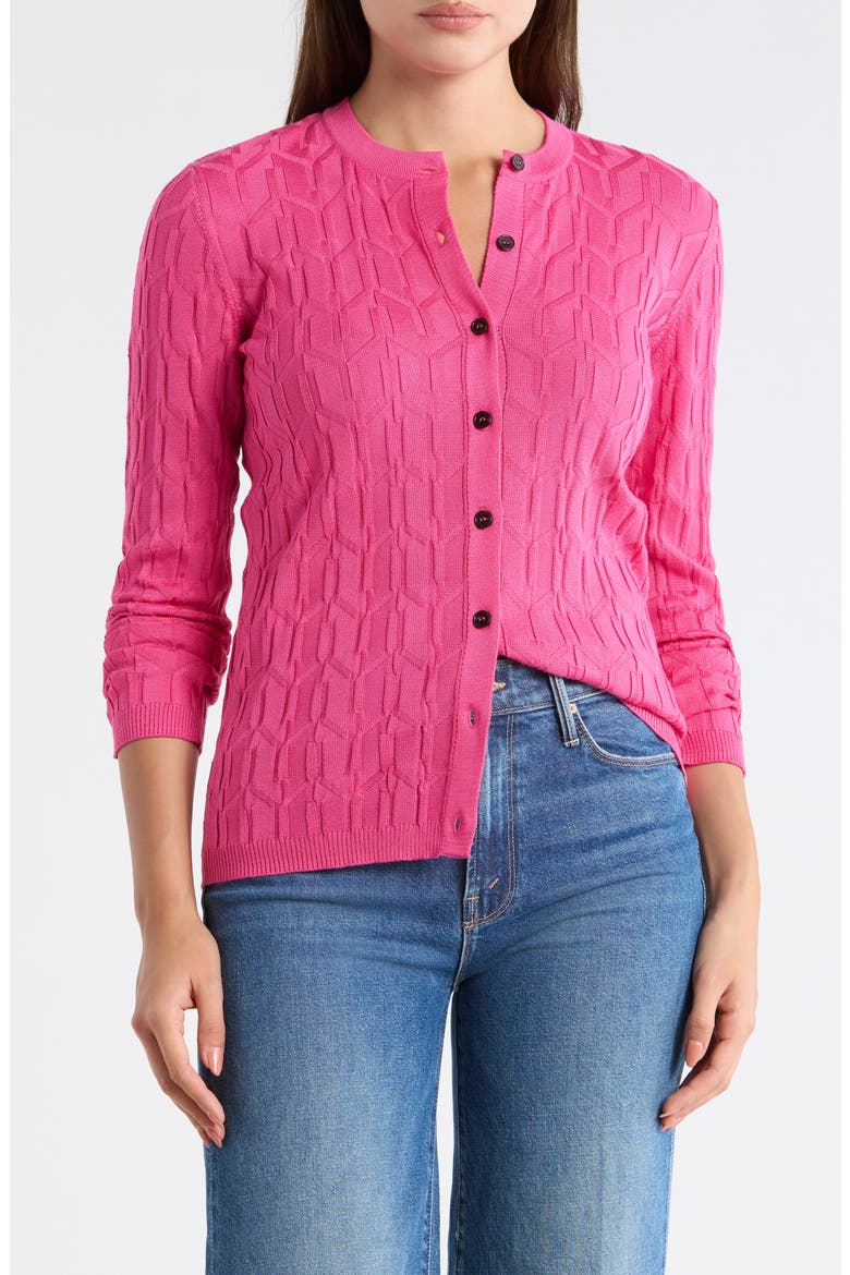 Geometric Stitch Cardigan, Main, color, FUXIA TONES