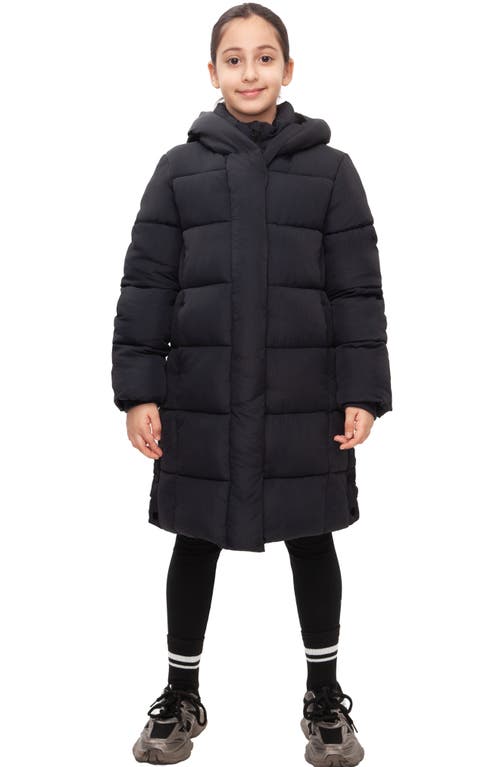 Rokka&rolla Kids' Knee Length Puffer Coat In Black