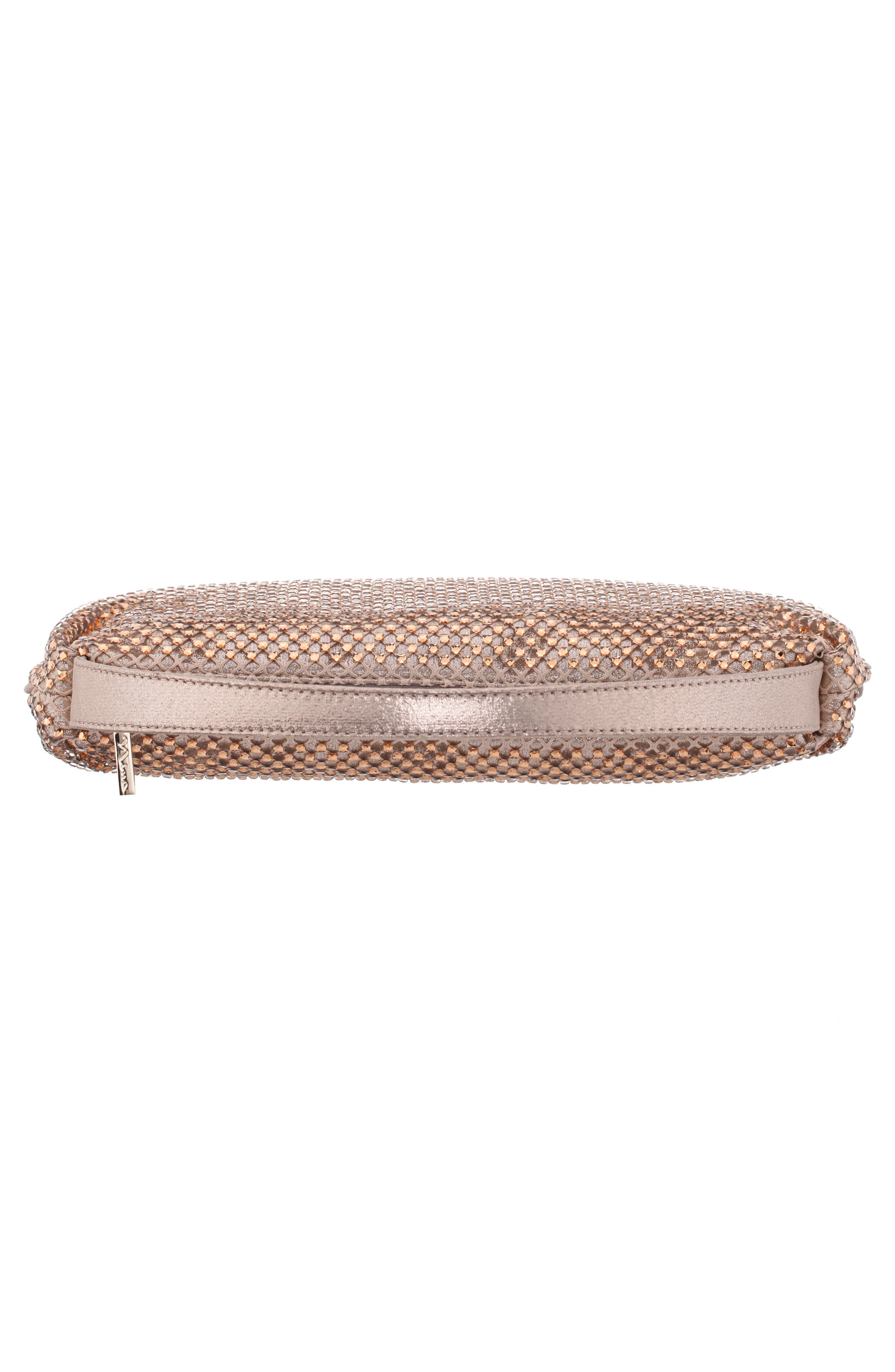 Half Moon Rhinestone Mesh Shoulder Bag, Alternate, color, TAUPE