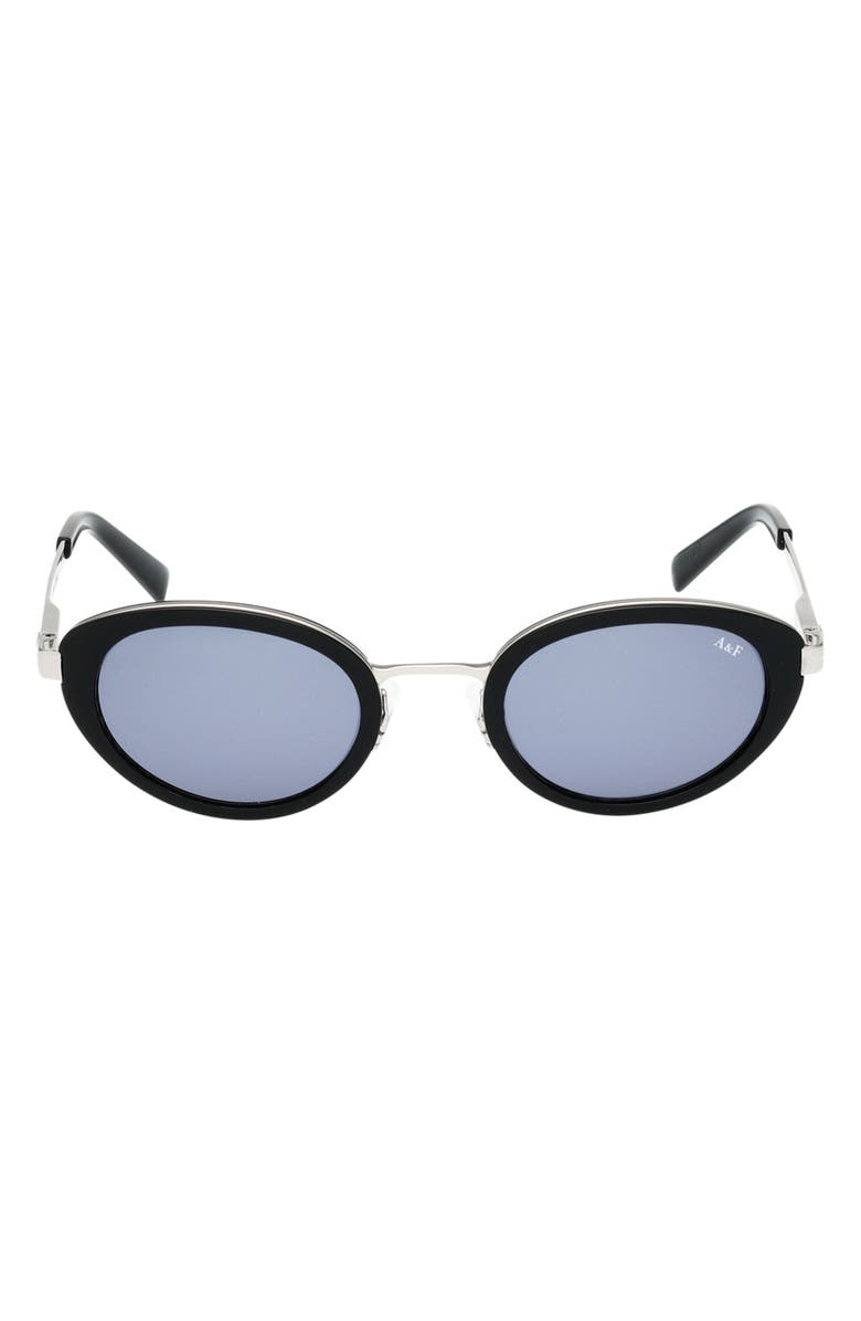 ABERCROMBIE & FITCH 50mm Oval Sunglasses, Main, color, Shiny Black / Smoke