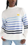 LUSSO Women's Lusso White Michigan Wolverines Simone Striple Mock Neck Oversized Pullover Sweater