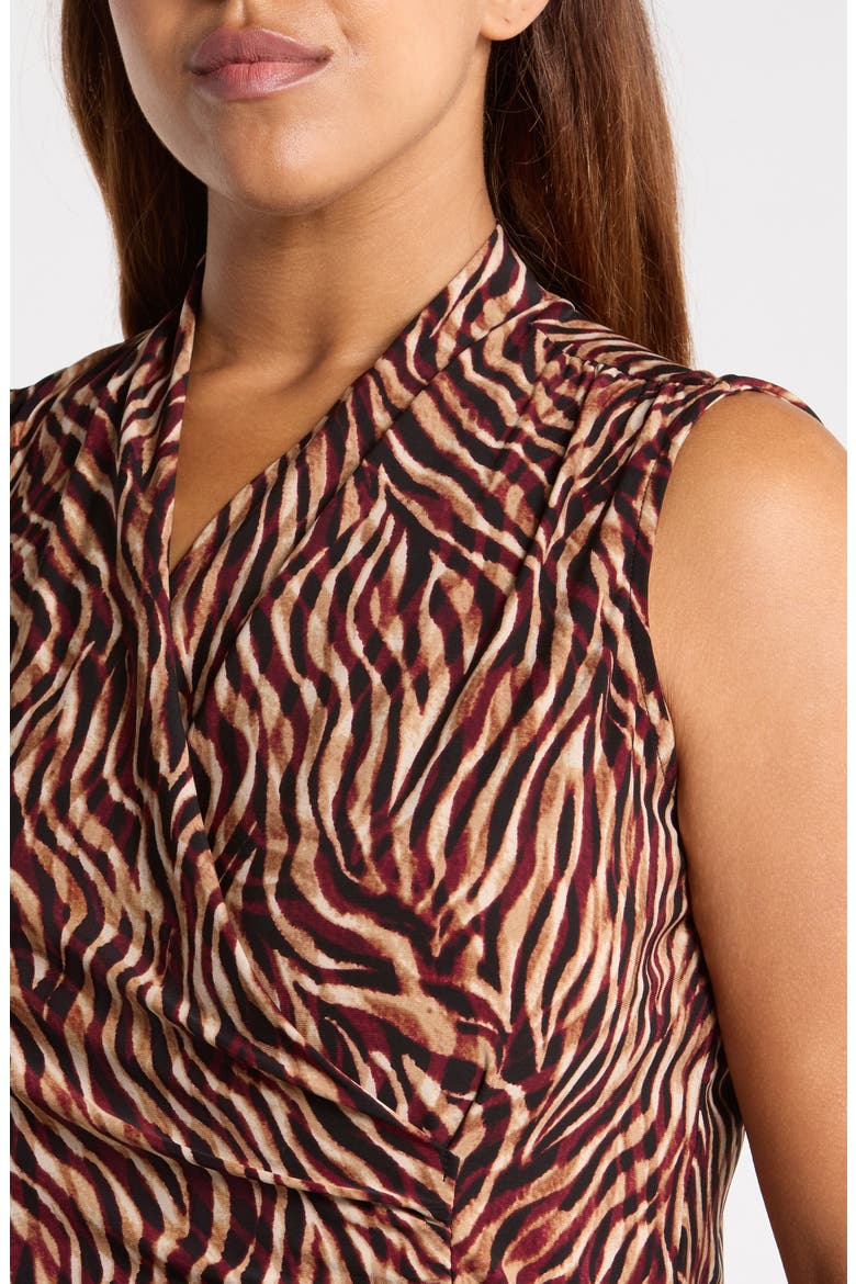 Faux Wrap Sleeveless Top, Alternate, color, BAROLO MULTI