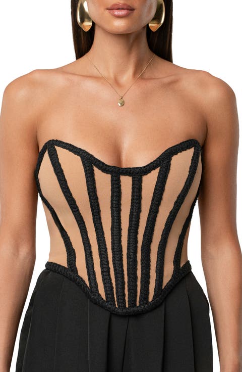 Cassis Braided Boning Lace-Up Corset Top