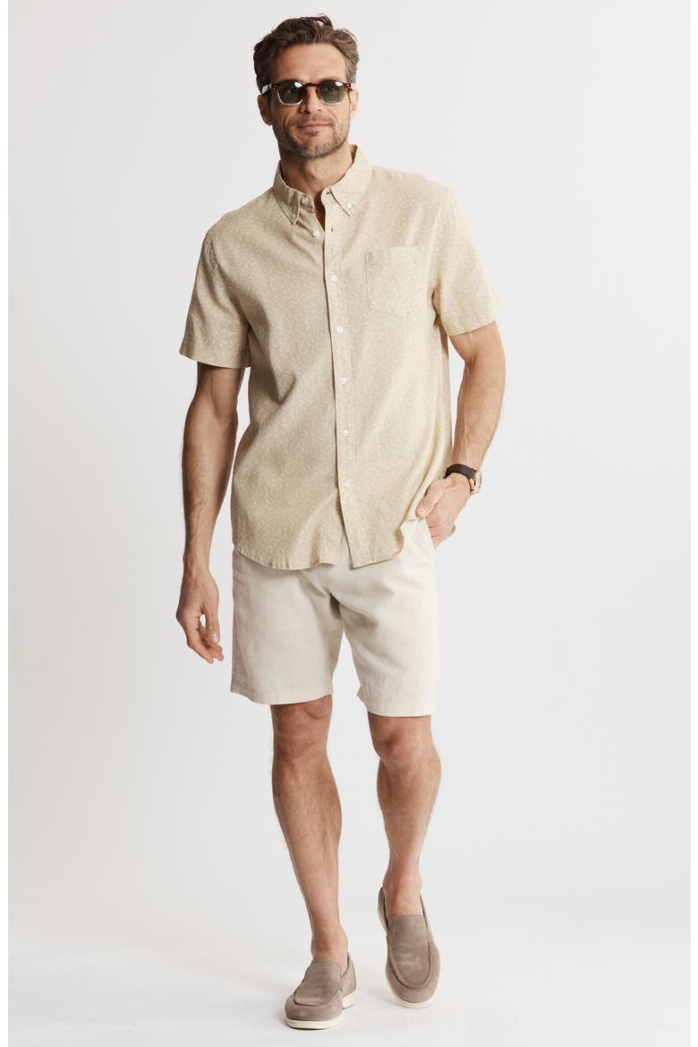Cotton & Linen Short Sleeve Shirt, Alternate, color, BEIGE