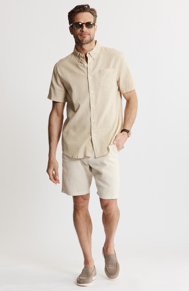 JACHS Cotton & Linen Short Sleeve Shirt, Alternate, color, Beige
