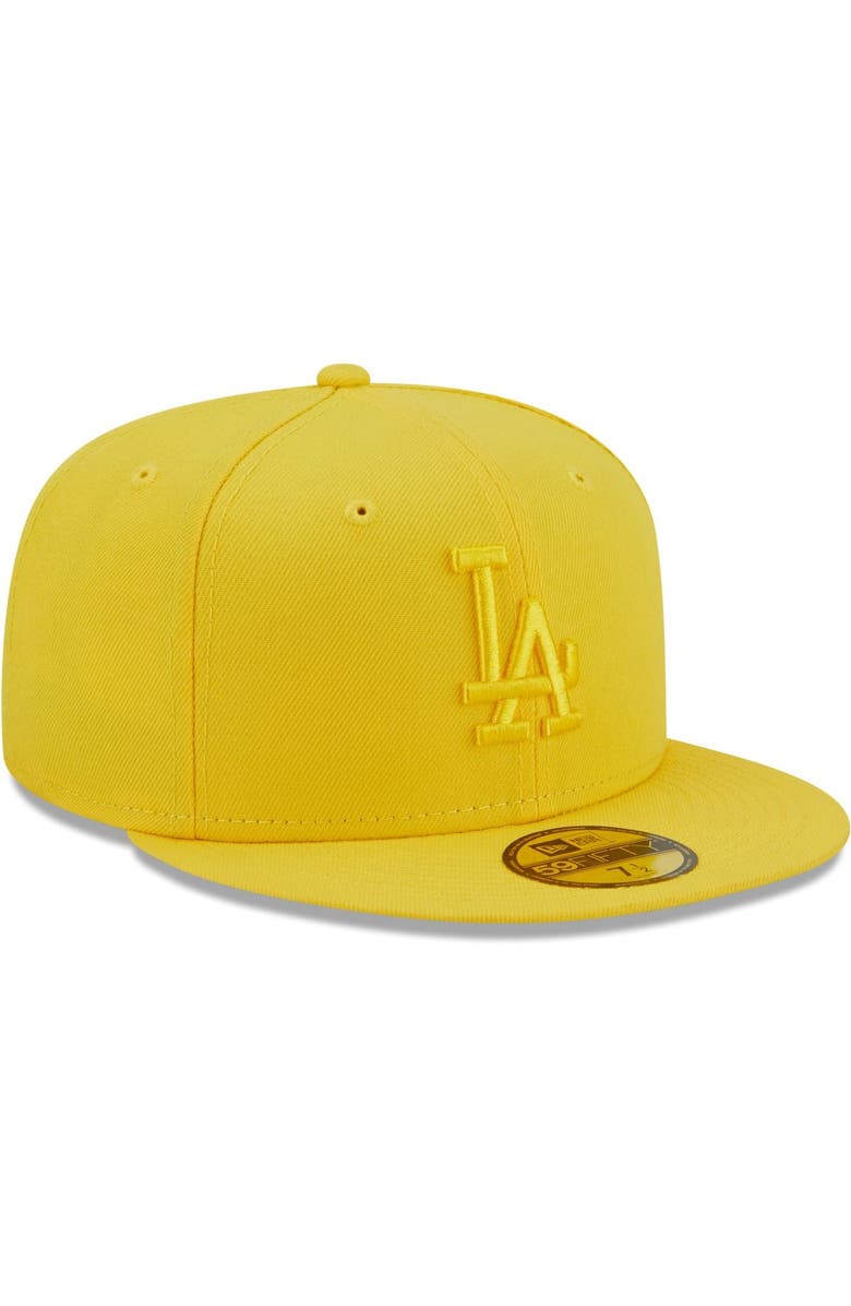 New Era Men's New Era Yellow Los Angeles Dodgers Icon Color Pack 59FIFTY Fitted Hat, Alternate, color, 