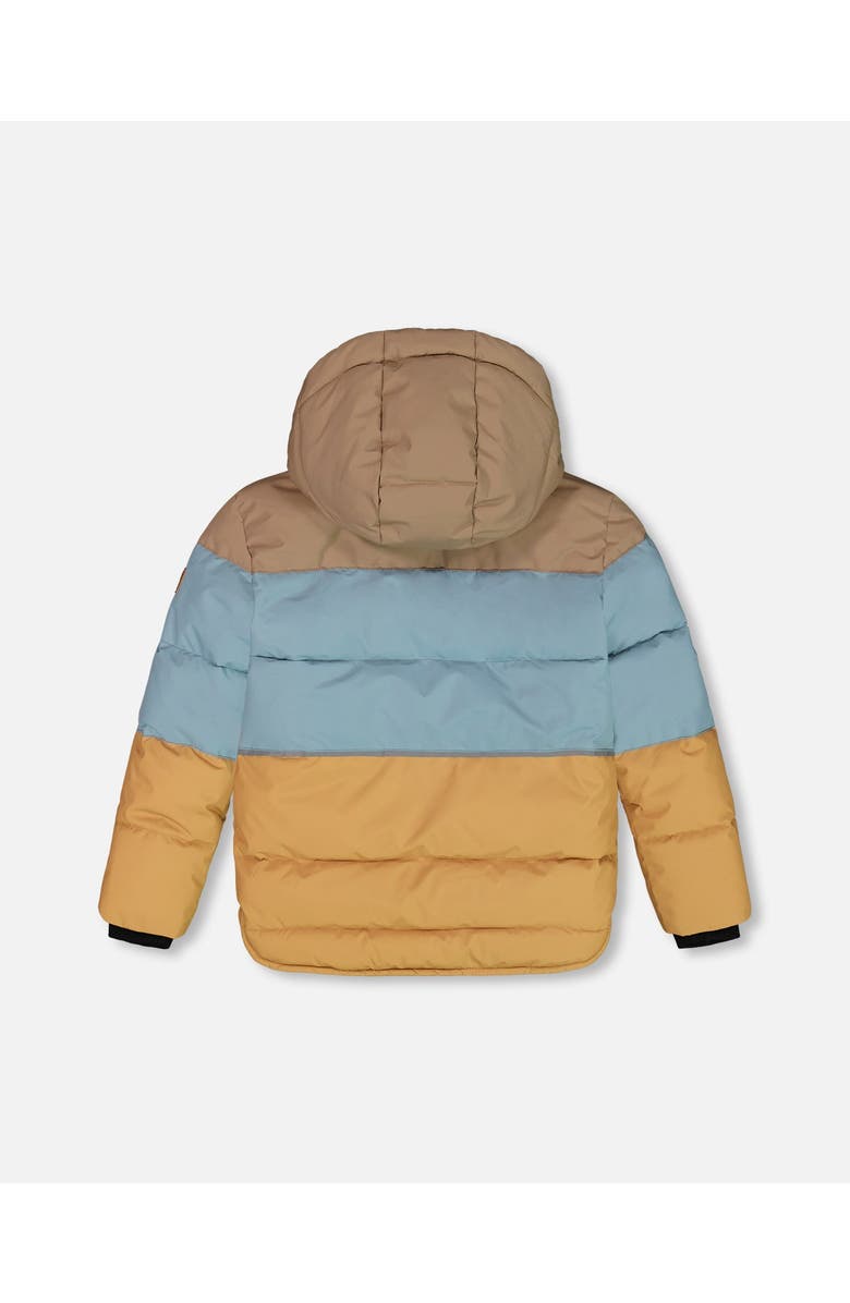 Deux par Deux Boy's Puffy Jacket Taupe, Blue And Golden Brown, Alternate, color, 