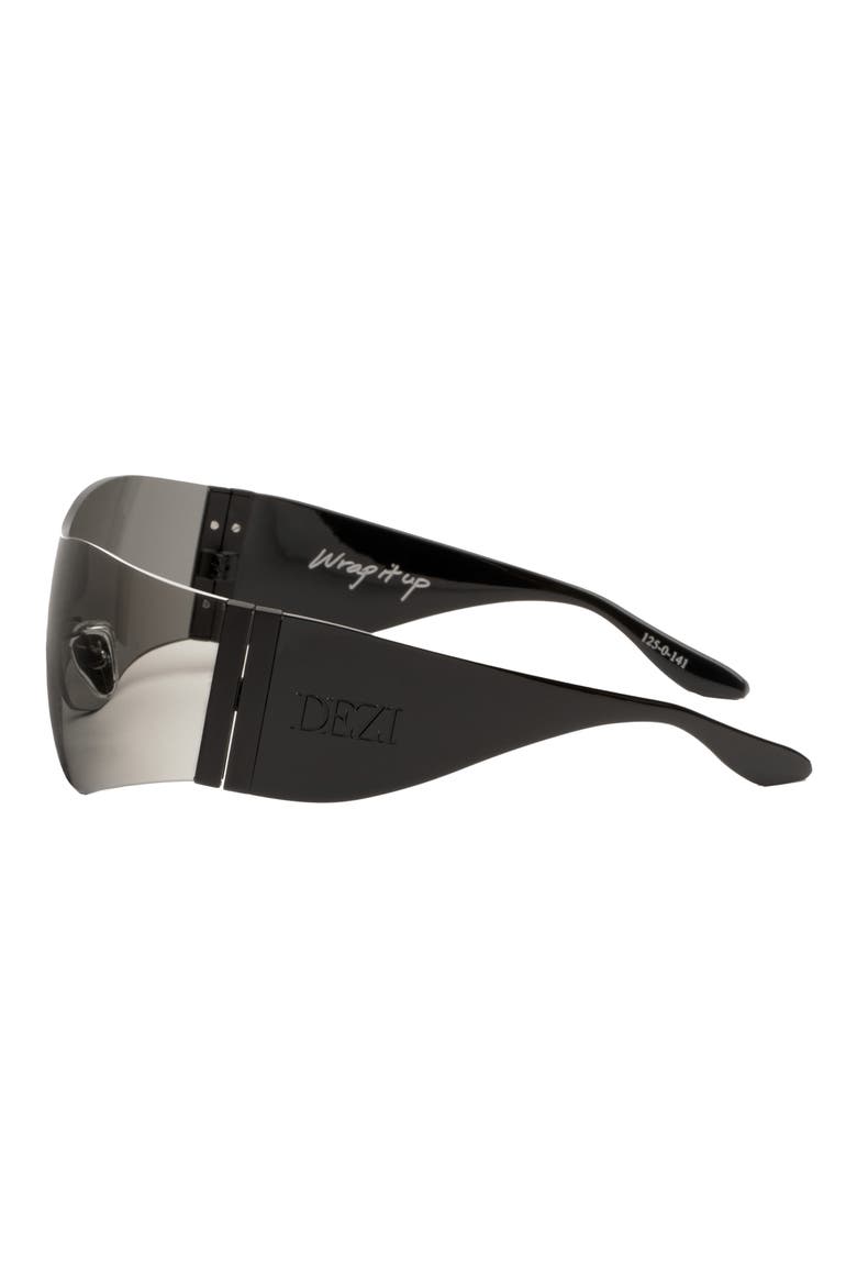 Wrap It Up 141mm Rimless Shield Sunglasses, Alternate, color, WRAP IT UP BLACK / DARK SMOKE