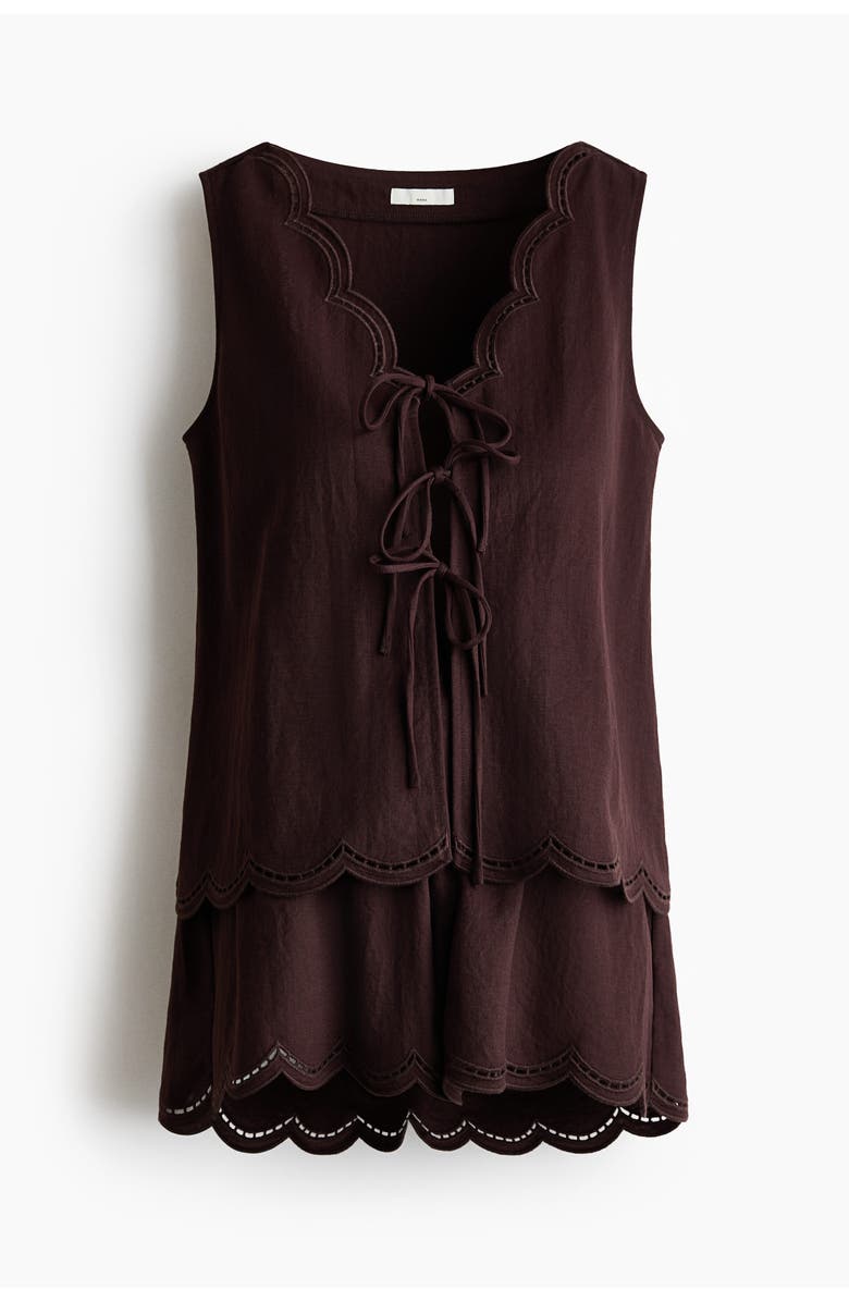 H&M Mama 2-piece Scalloped Set, Main, color, Dark Brown
