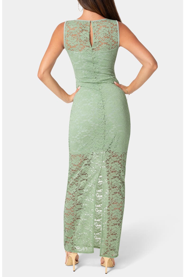 Illusion Lace Sleeveless Maxi Dress, Alternate, color, SAGE