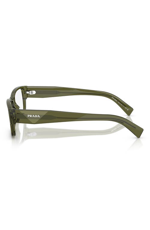 Prada 57mm Rectangular Optical Glasses In Transparent Green B09vf57