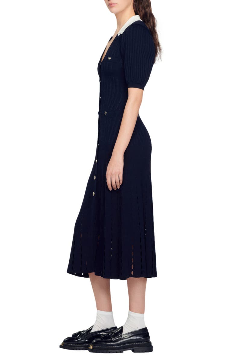 SANDRO Teane Pointelle Stitch Sweater Dress, Alternate, color, 