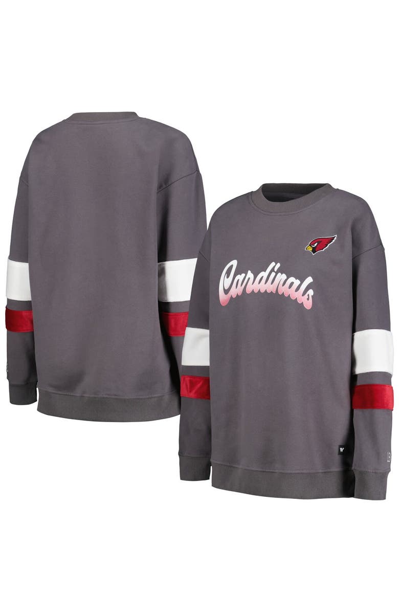 THE WILD COLLECTIVE Women's The Wild Collective Charcoal Arizona Cardinals Fleece Pullover Sweatshirt, Alternate, color, Charcoal